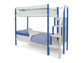 Двухъярусная кровать Svogen с бортиком синий-белый в Трёхгорном - tryohgornyj.mebel74.com | фото