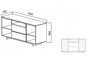 Комодино Moderno-1400 Ф1 в Трёхгорном - tryohgornyj.mebel74.com | фото 2