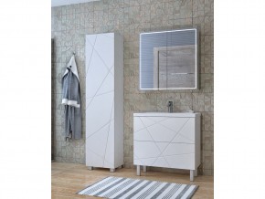 Комплект мебели в ванную Geometry 800 белый с пеналом в Трёхгорном - tryohgornyj.mebel74.com | фото