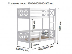 Кровать 2-х ярусная Аист-2 Классика белый 1800х900 мм в Трёхгорном - tryohgornyj.mebel74.com | фото 2