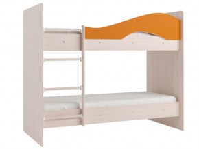 Кровать 2-х ярусная Мая на латофлексах млечный дуб, оранжевая в Трёхгорном - tryohgornyj.mebel74.com | фото