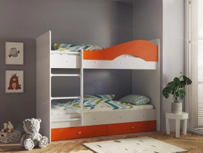 Кровать 2-х ярусная Мая с ящиками на латофлексах белый-оранж в Трёхгорном - tryohgornyj.mebel74.com | фото