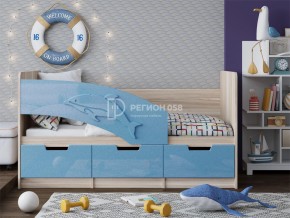 Кровать Дельфин-6 МДФ 1600 Голубой металлик в Трёхгорном - tryohgornyj.mebel74.com | фото