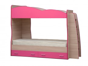 Кровать детская двухъярусная Юниор 1.1 розовая в Трёхгорном - tryohgornyj.mebel74.com | фото