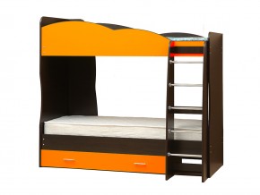 Кровать детская двухъярусная Юниор 2.1 оранжевая в Трёхгорном - tryohgornyj.mebel74.com | фото