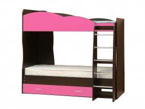 Кровать детская двухъярусная Юниор 2.1 ярко-розовый в Трёхгорном - tryohgornyj.mebel74.com | фото
