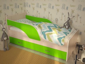 Кровать детская Максимка млечный дуб-лайм в Трёхгорном - tryohgornyj.mebel74.com | фото
