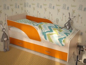 Кровать детская Максимка млечный дуб-оранж в Трёхгорном - tryohgornyj.mebel74.com | фото