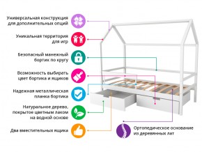 Кровать-домик Svogen с фото с ящиками и бортиком бежевый/зверята в Трёхгорном - tryohgornyj.mebel74.com | фото 2