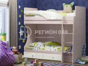 Кровать двухъярусная Бемби МДФ Белый глянец в Трёхгорном - tryohgornyj.mebel74.com | фото
