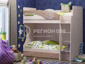 Кровать двухъярусная Бемби МДФ Латте глянец в Трёхгорном - tryohgornyj.mebel74.com | фото 1
