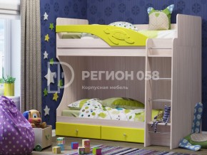 Кровать двухъярусная Бемби МДФ Лимон матовый в Трёхгорном - tryohgornyj.mebel74.com | фото