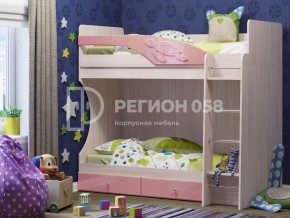 Кровать двухъярусная Бемби МДФ Розовый металлик в Трёхгорном - tryohgornyj.mebel74.com | фото