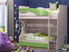 Кровать двухъярусная Бемби МДФ Салатовый металлик в Трёхгорном - tryohgornyj.mebel74.com | фото 1