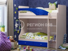 Кровать двухъярусная Бемби МДФ Темно-синий металлик в Трёхгорном - tryohgornyj.mebel74.com | фото