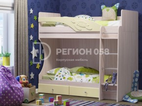 Кровать двухъярусная Бемби МДФ Ваниль матовая в Трёхгорном - tryohgornyj.mebel74.com | фото