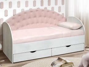 Кровать с продольной мягкой спинкой Софа №10 розовый 800х1600 в Трёхгорном - tryohgornyj.mebel74.com | фото