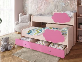 Кровать Соник с ящиком млечный дуб-розовый в Трёхгорном - tryohgornyj.mebel74.com | фото 1