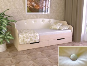 Кровать Юниор Тип 2 дуб молочный, белый перламутр 900х2000 в Трёхгорном - tryohgornyj.mebel74.com | фото