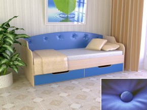 Кровать Юниор Тип 2 дуб молочный/синий 800х1600 в Трёхгорном - tryohgornyj.mebel74.com | фото