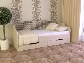 Кровать Юниор Тип 2 Микровелюр-плетенка светлая 800х1600 в Трёхгорном - tryohgornyj.mebel74.com | фото
