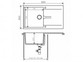 Мойка гранитная Gals-860 Белый 26 в Трёхгорном - tryohgornyj.mebel74.com | фото 2