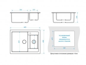 Мойка прямоугольная Санди Z19Q10 светло-серый в Трёхгорном - tryohgornyj.mebel74.com | фото 2