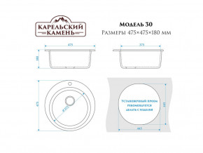 Мойка врезная Карельский камень модель 30 Черный в Трёхгорном - tryohgornyj.mebel74.com | фото 2