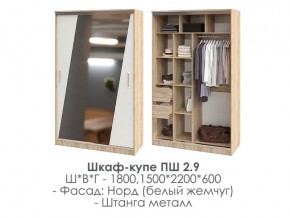 шкаф-купе ПШ-2.9 1500 Норд Белый жемчуг 1500 в Трёхгорном - tryohgornyj.mebel74.com | фото