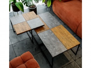 Стол журнальный Фьюжн квадро Дуб американский/серый бетон в Трёхгорном - tryohgornyj.mebel74.com | фото 3